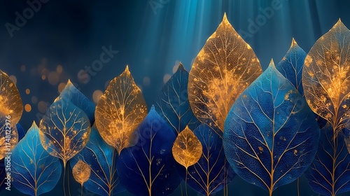 Decorative gold leaf artwork high resolution picture