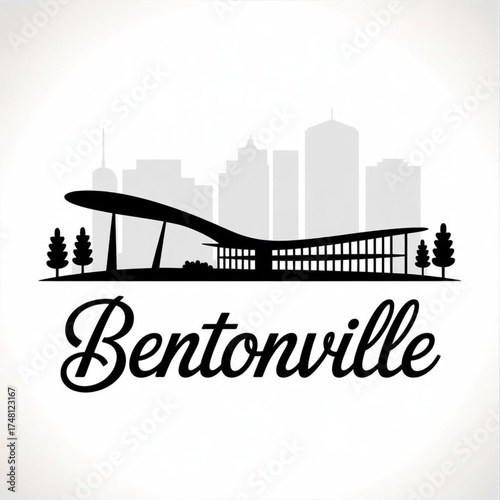 Wallpaper Mural Bentonville Arkansas Skyline Silhouette — Home of Walmart and Ozark Art Culture Vector Illustration Torontodigital.ca