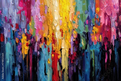 A vibrant palette of colors, cascading down in a mesmerizing abstract backdrop.