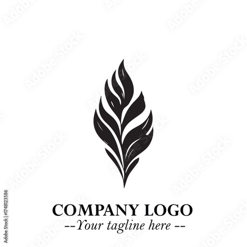 Leaf Logo Symbol Black on White Background in Elegant Minimalist Vector Design for Eco Branding