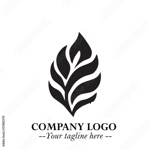 Leaf Logo Symbol Black on White Background in Elegant Minimalist Vector Design for Eco Branding