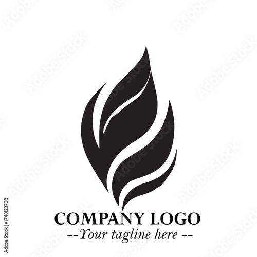 Leaf Logo Symbol Black on White Background in Elegant Minimalist Vector Design for Eco Branding