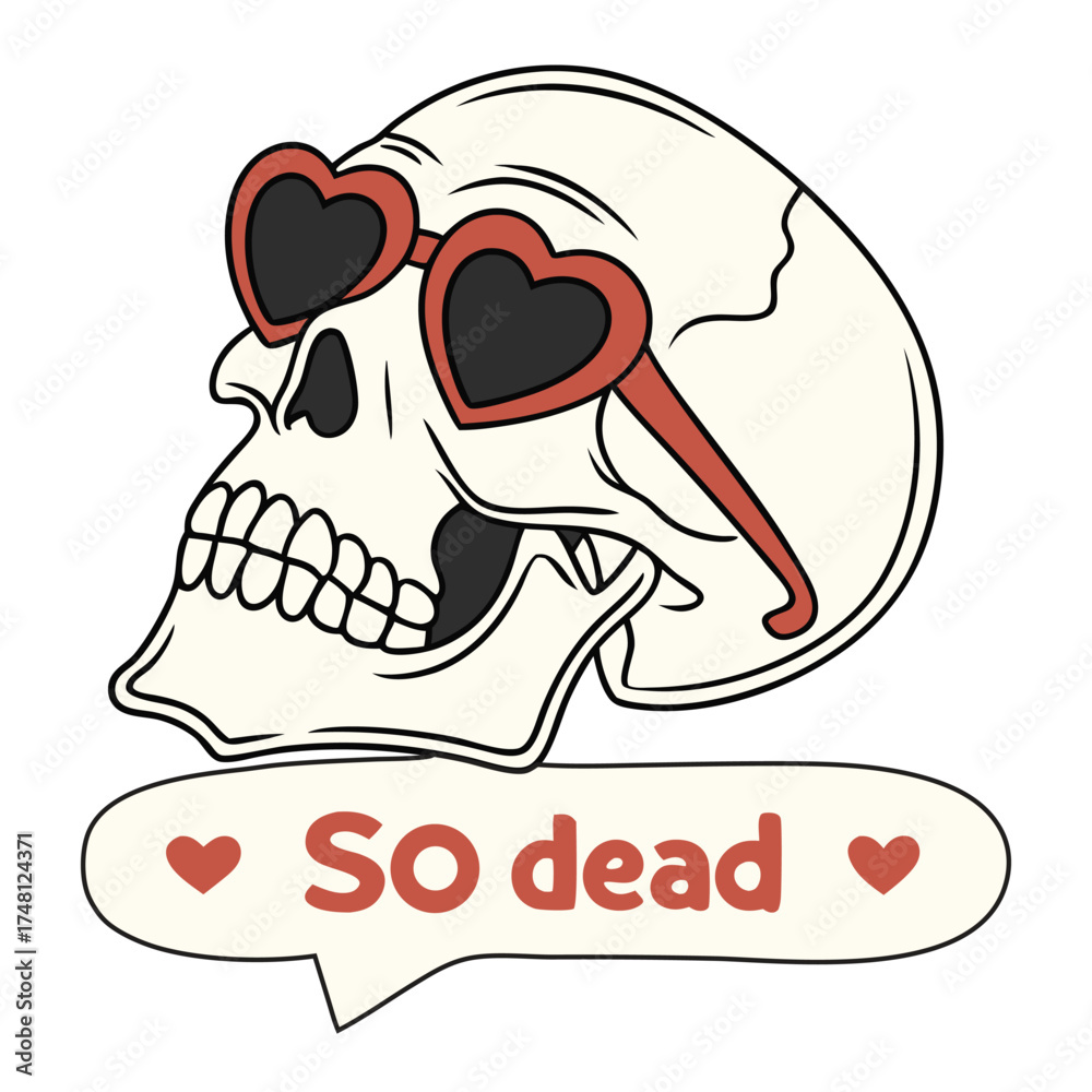 Obraz premium Skull with heart shaped sunglasses