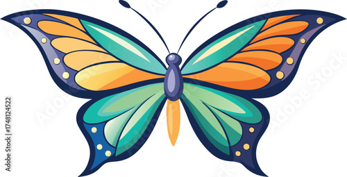 realistic fluttering butterfly dynamic icon.