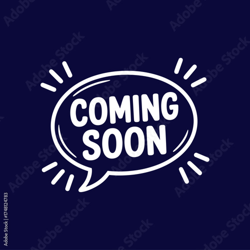 Coming Soon announcement in chat bubble design on dark background