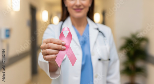 Wallpaper Mural Doctor Holds Pink Ribbon Symbolizing Breast Cancer Awareness and Support Torontodigital.ca