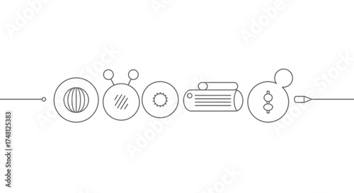 Minimalist Vector Abstract Geometric Forms in Linear Arrangement