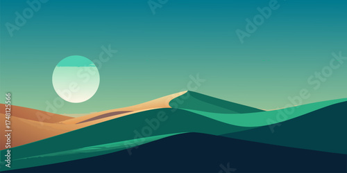 Abstract Desert Dunes with Large Sun landscape sand