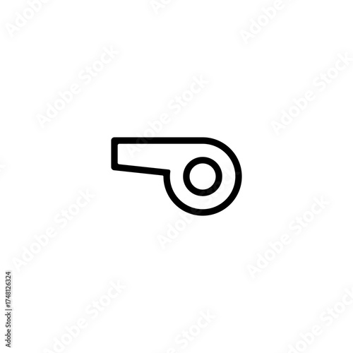 soccer referee whistle icon for match signal. sport whistle icon in outline style. signal tool for referee, match, and field control. football icon design