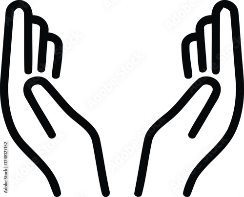 Hand gesture line icon set