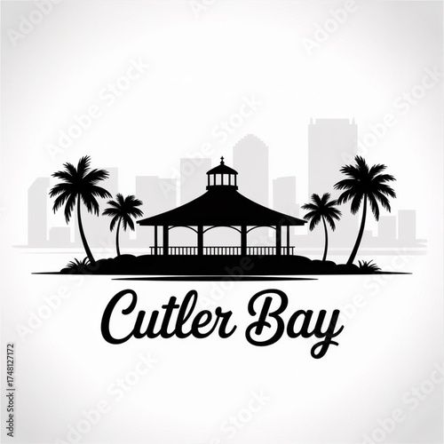 ‎Cutler Bay Florida Skyline Silhouette — Coastal Suburban Miami Vector Illustration