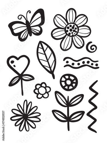 Doodle graphic element. Scribble pattern element. Hand drawn design