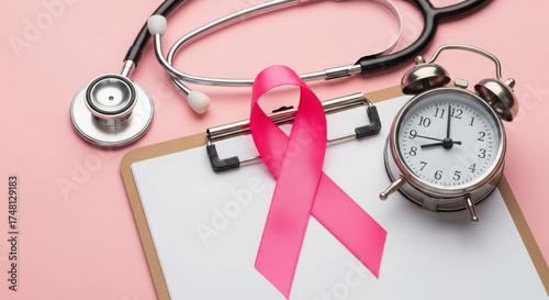 Wallpaper Mural Breast Cancer Awareness Medical Stethoscope Clipboard Clock And Pink Ribbon Torontodigital.ca