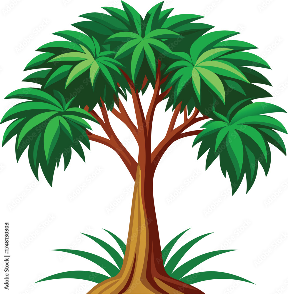 Obraz premium Tropical Chamaedorea Palm Tree Vector Art in Minimal Modern Style