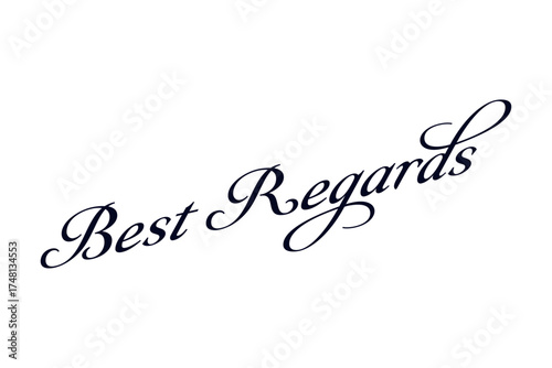 Best Regards - Best Regards words, blue black ink calligraphy, script lettering. Handwritten calligraphic text card vector illustration, isolated on white background
