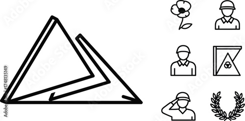 Vector art of Memorial Day icon set, honoring fallen soldiers and veterans
