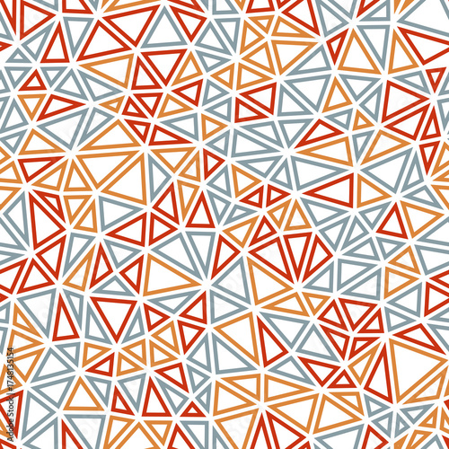 Triangles pattern. Small triangles size. Multiple colors style. Geometric shapes outlined. Repeatable pattern. Earthen Hues Blend. Beautiful vector tiles. Seamless vector illustration.