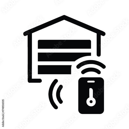 Smart garage door opener icons, vector illustration