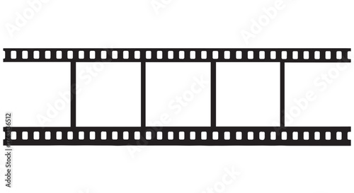 Blank film strip with perforations, isolated on transparent background
