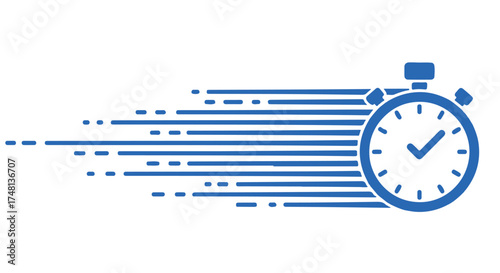 Fast stopwatch with motion blur, isolated on transparent background