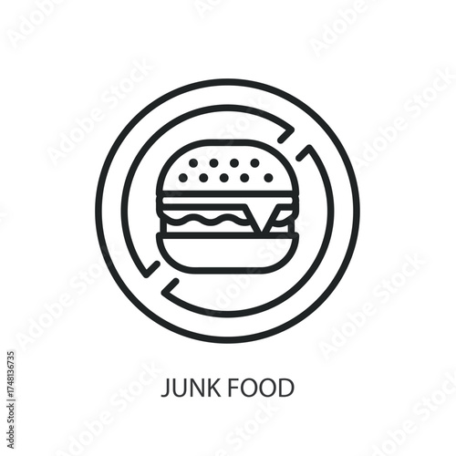 Junk food thin line vector icons.