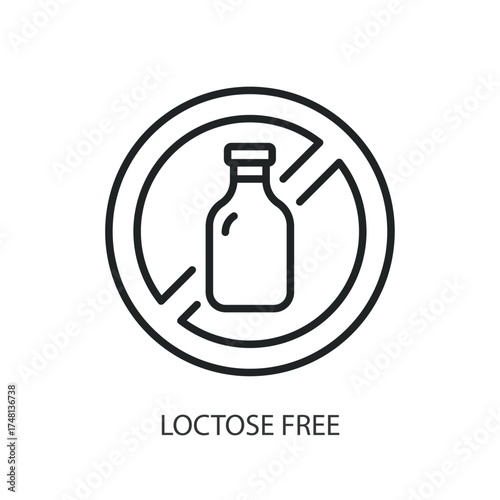 Loctose free thin line vector icons.