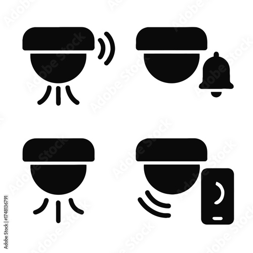 Smart smoke detector icons, vector illustration