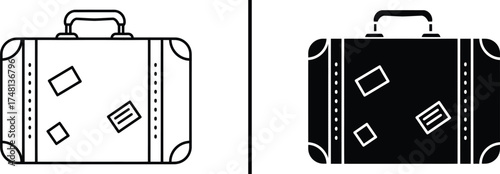 Suitcase Icon, Travel and Vacation Luggage Vector Illustration