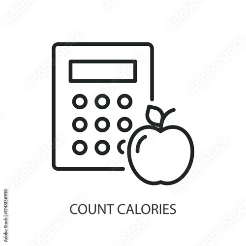 Count calories thin line vector icons.