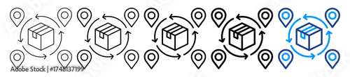 Distribution Channels Icon Different Style Outline Collection Set