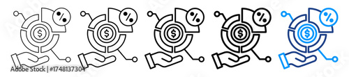 Market Share Icon Different Style Outline Collection Set