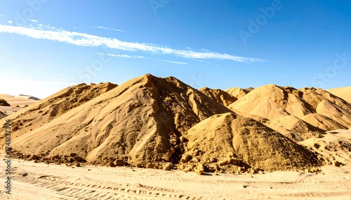 Desert sand piles under a clear sky