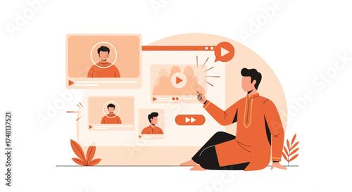Engaging with Online Video Content Illustrated with an Animated Flat Design Style