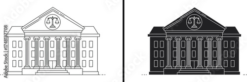 Courthouse Icon, Law and Justice Building Vector