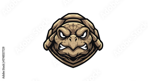 Intense turtle mascot logo, perfect for esports teams, gaming brands, or fierce sports clubs seeking a powerful and unique animal emblem with aggressive appeal