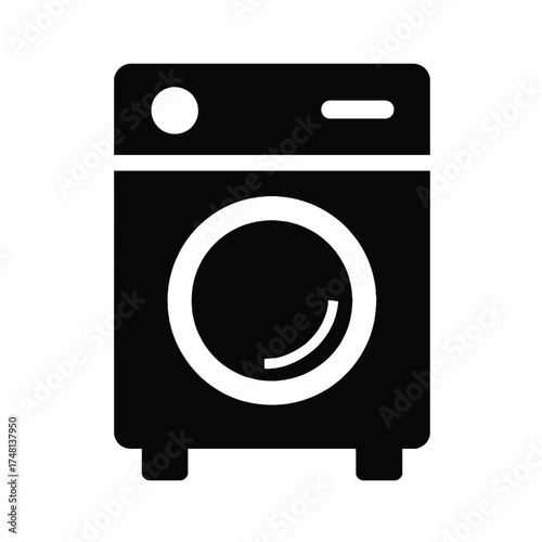 washing machine icon, silhouette vector illustration