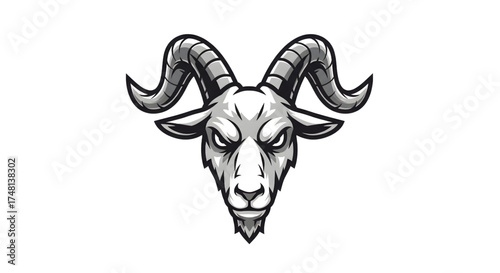 Powerful goat mascot illustration for sports team branding, gaming logo, or esports emblem, conveying strength, determination, and a competitive edge with its fierce gaze