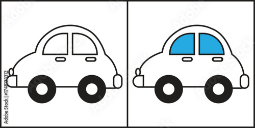 Two black and white Toy Car