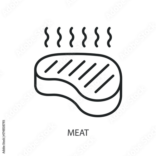 Meat thin line vector icons.