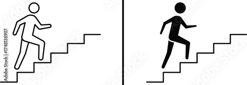 Person Climbing Stairs Icon, Success and Growth Vector