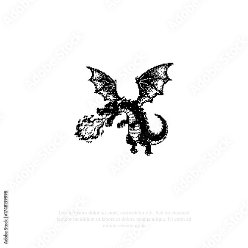 fire breathing dragon retro pixel art