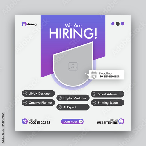 We are hiring job vacancy social media post web banner design template