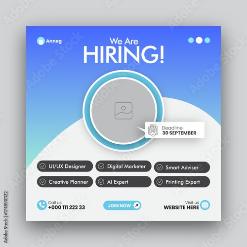 We are hiring job vacancy social media post web banner design template