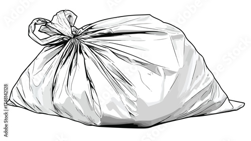 Plastic Bag Waste Disposal Vector Outline Isolated