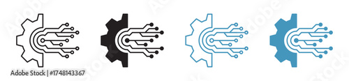 Technology circuit with gears. The hardware and processor sign in the technology logo concept can be used for web, mobile, and mobile