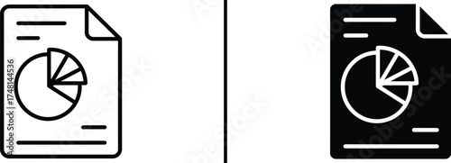 Report Document Icon, Data Analytics and Statistics Symbol Vector