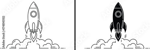 Rocket Launch Icon, Startup and Business Growth Symbol Vector