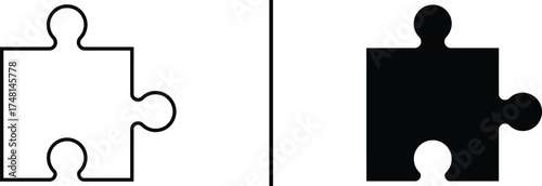 Puzzle Piece Icon, Teamwork and Solution Concept Vector