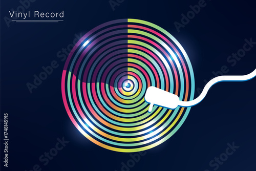 vinyl record flat design minimal vector illustration showing music playback device