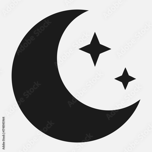 “Minimal Crescent Moon and Stars Vector Illustration